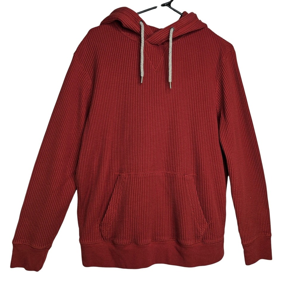 Vtg 90's American Eagle Men's Red Waffle‎ Thermal Hoodie MEDIUM Grunge Comfort